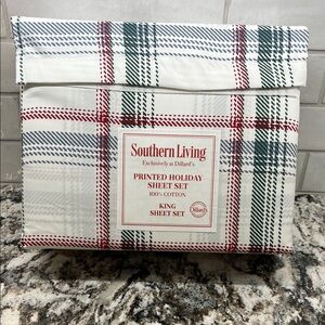 NEW Dillards Southern Living Festive Plaid Cotton Sheet Set in Size King